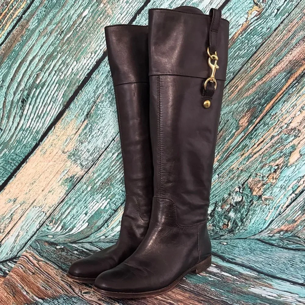Coach Black Over the Knee Leather Boots